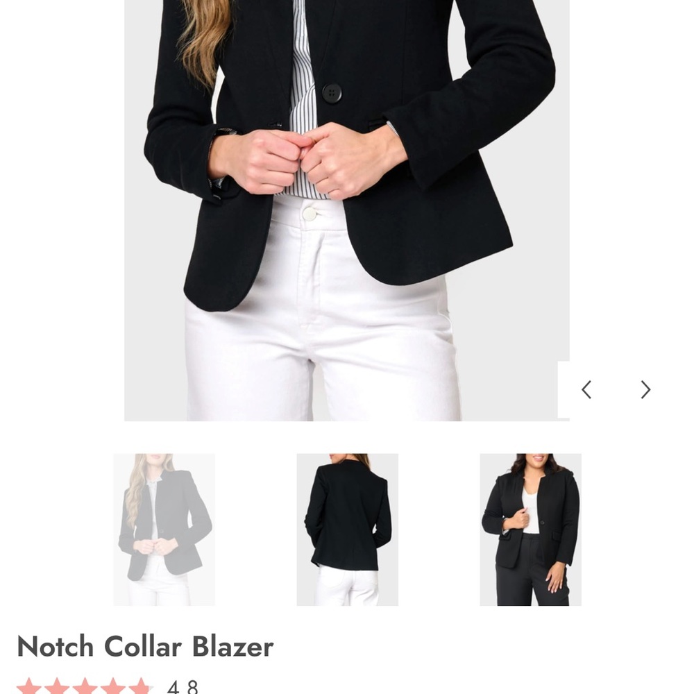 Elegant Black Notch Collar Blazer